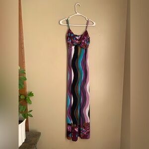 Y2K Just LoveMixed Print Maxi Dress Resortwear Empire Waist Spring Break Cruise